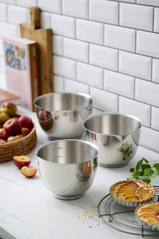 3 boles mezcladores de acero inoxidable Margrethe - 3 l, 2 l y 1,5 l