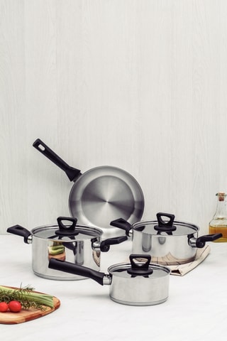 Batería de cocina de acero inoxidable Brava - 7 piezas