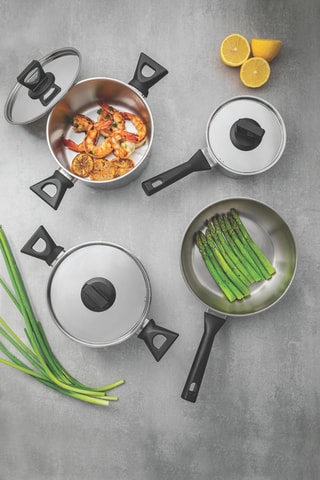 Batería de cocina de acero inoxidable Brava - 7 piezas