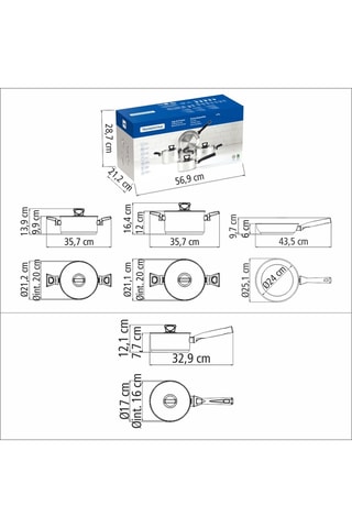 Batería de cocina de acero inoxidable Brava - 7 piezas