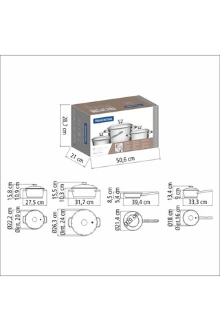Batería de cocina de acero inoxidable Allegra - 7 piezas
