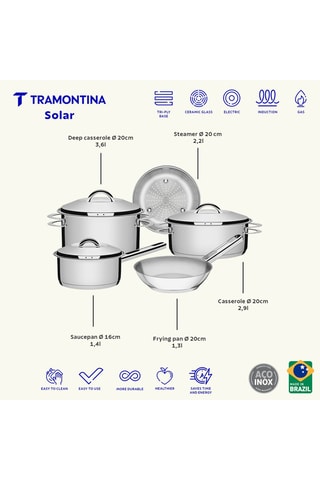 Batería de cocina de acero inoxidable Solar - 8 piezas