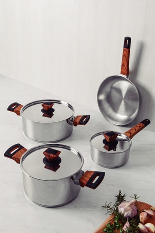 Batería de cocina de acero inoxidable Brava - 7 piezas