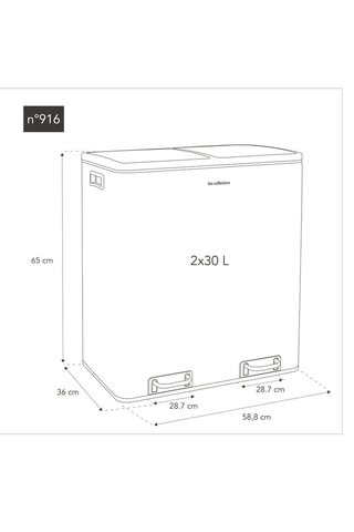 Caixote do lixo para reciclagem com três pedais - 2 x 30 l
