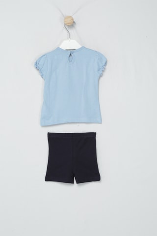 Camiseta y mallas - Celeste y negro