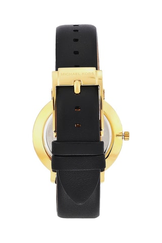 Relógio de quartzo em couro - Preto e dourado