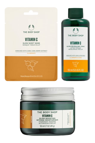 Loción tónica, crema hidratante intensa y mascarilla facial de tela Vitamin C - Para todo tipo de piel - 2 x 50 ml y 18 ml