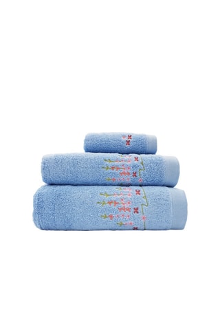 3 toalhas Azul-celeste e coral