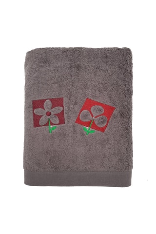3 toalhas Cinzento escuro e vermelho