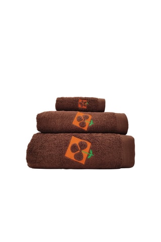 3 toalhas Castanho e laranja