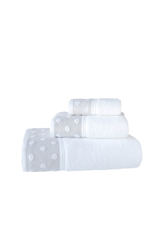 3 toalhas Branco e cinzento