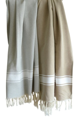 2 foutas Bege e branco - 160 x 180 cm