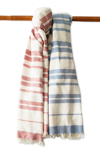 2 toalhas foutas de praia - Rosa e azul - 160 x 180 cm