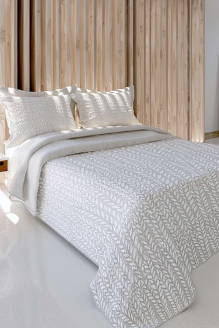 Conjunto colcha - Cinzento e branco