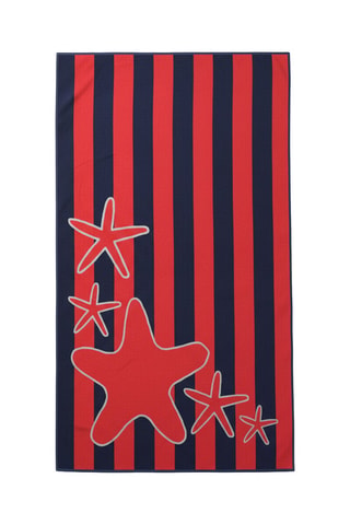 Toalha de praia - Vermelho e azul-marinho - 90 x 170 cm