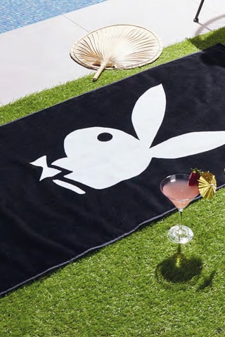 Toalha de banho grande Playboy Preto e branco - 76 x 160 cm