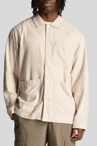 Sobrecamisa regular fit de lino - Crudo