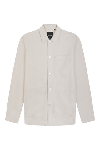 Sobrecamisa regular fit de lino - Crudo