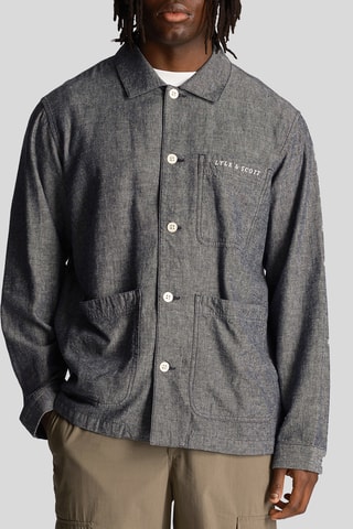 Sobrecamisa regular fit de lino - Azul noche