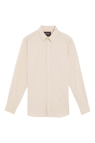 Camisa regular fit de terciopelo - Beige