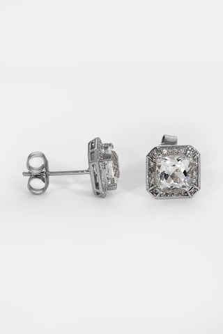 Brincos Cœur de Lumière - Ouro branco, diamantes e topázios