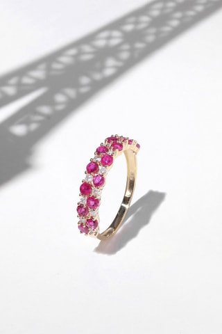 Anel Princesse Grace  Ouro amarelo, diamantes e rubis