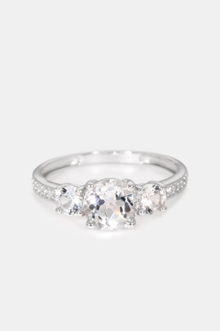 Anel Passion - Ouro branco, diamantes e topázios