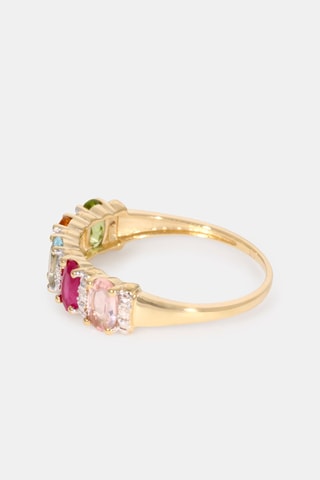 Anel Florentine - Ouro amarelo, diamantes, peridoto, citrina, topázio, rubis e quartzo rosa