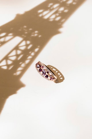 Anel Ouro rosa, diamantes, rodolitas e ametistas