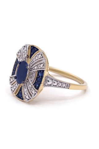 Anel - Ouro amarelo, diamantes e safiras
