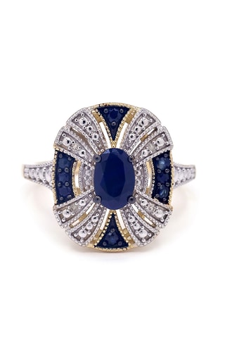 Anel - Ouro amarelo, diamantes e safiras