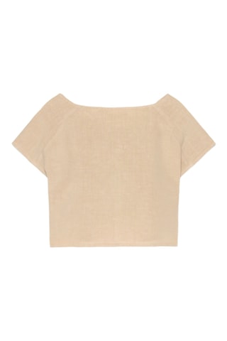 T-shirt in lino - Beige
