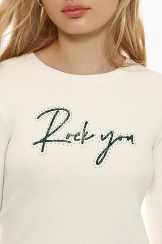 T-shirt - Ecrù e verde scuro