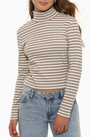 T-shirt - Taupe e bianco