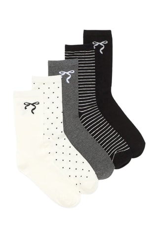 5 paia di calze - Bianco, nero e grigio scuro