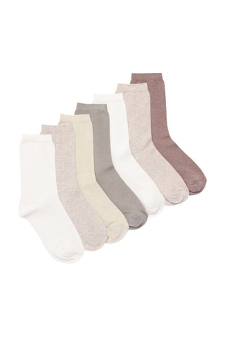 7 paia di calze - Bianco e rosa