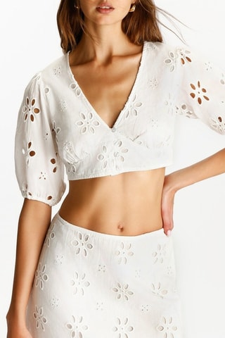 Crop top in sangallo - Bianco