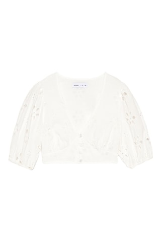 Crop top in sangallo - Bianco