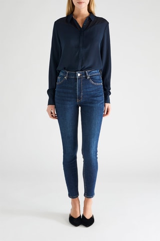 Jean 7/8 taille haute - Bleu marine