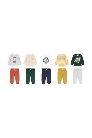 5 t-shirt e 5 pantaloni sportivi - Grigio melange e rosso mattone