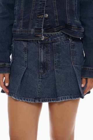 Gonna plissé in jeans - Blu