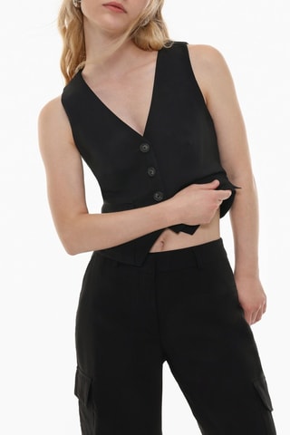 Pantaloni cargo a vita alta - Nero