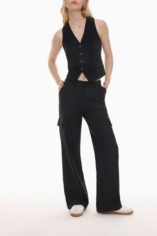 Pantaloni cargo a vita alta - Nero
