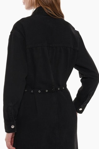 Abito a camicia in jeans - Nero
