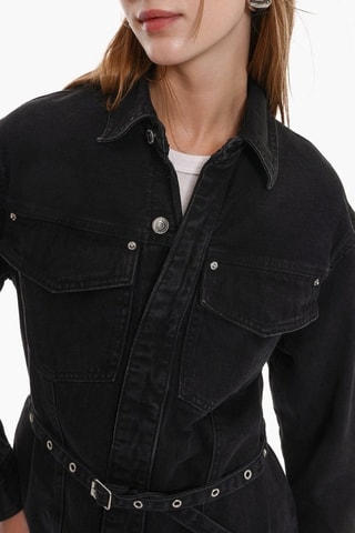 Abito a camicia in jeans - Nero