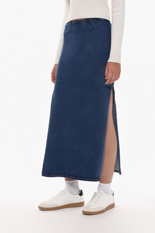 Gonna midi in jeans - Blu