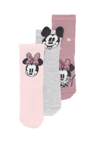 3 paia di calze Topolino e Minni Disney - Rosa chiaro e grigio chiaro
