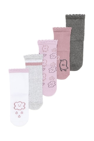 5 paia di calze - Bianco e rosa