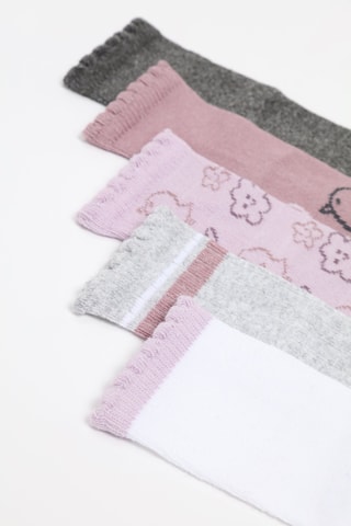 5 paia di calze - Bianco e rosa