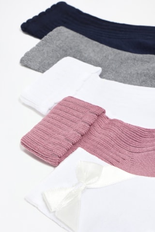 5 paia di calze - Bianco e rosa antico